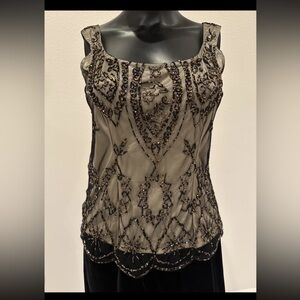 Helen Blake Gold Beaded Size M  Blouse